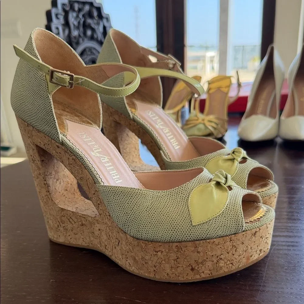 Valentino Cream and Tan Wedge Sandals